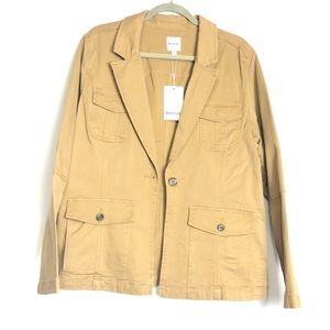 Kensie Jeans Blazer Military Style Brown Jacket. Size Large. Classy Rare